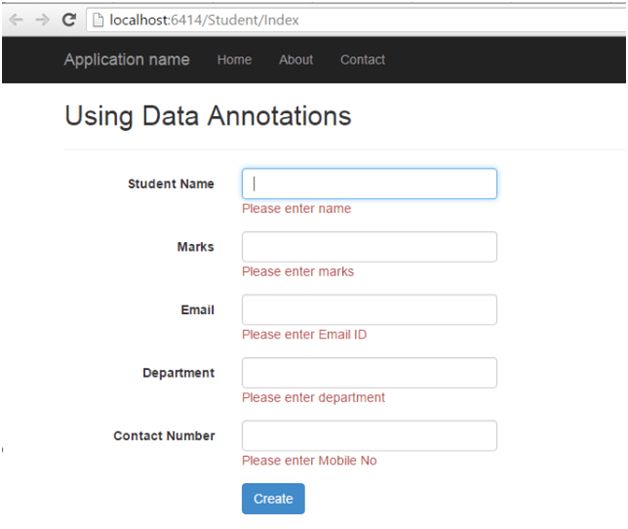 Model Validation Using Data Annotations In MVC